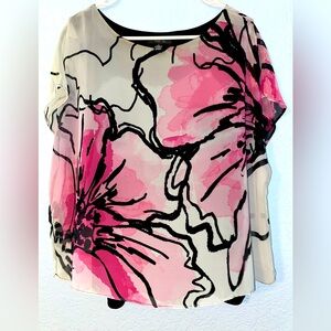 Style Inc. layered blouse, sheer print over black